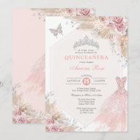 Argent Blush rose Boho Floral Quinceañera Annivers