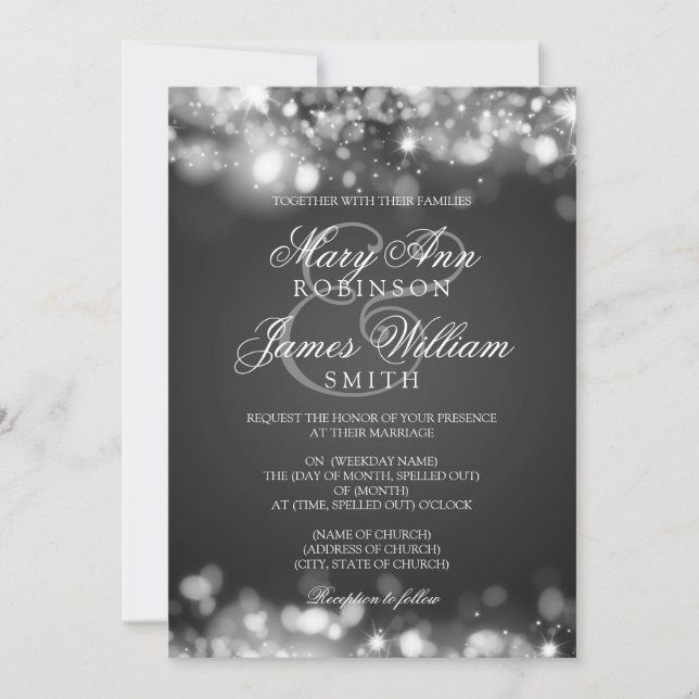 Invitation Argent brillant Mariage (Devant)