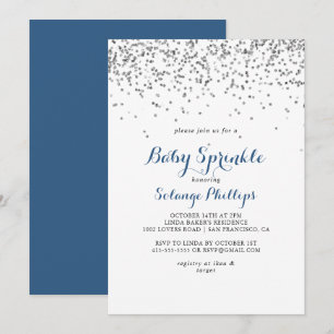 Invitation Argent Confetti Minimaliste Bébé Sprinkel