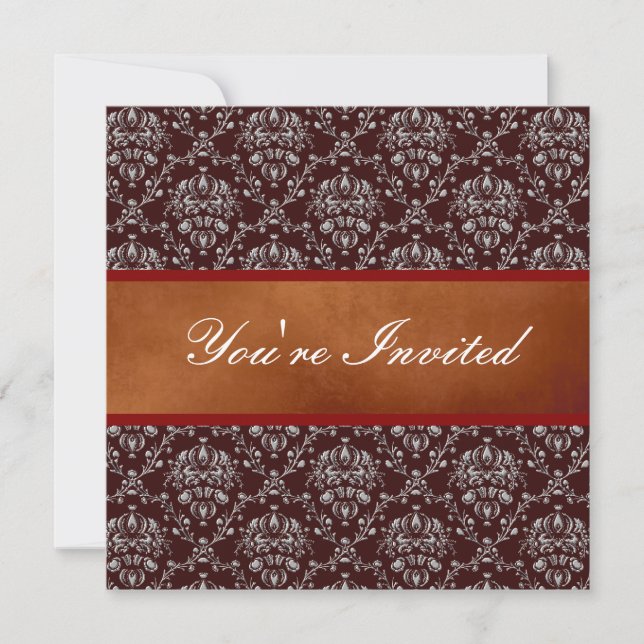 Invitation Argent Damask (Devant)