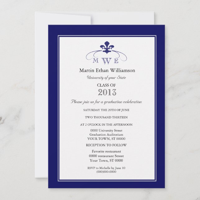 Invitation Argent de marine et obtention du diplôme de White (Devant)