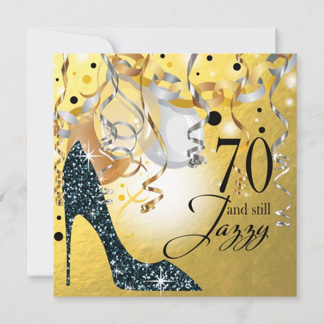Invitation Argent de noir d'or de l'anniversaire | de stylet (Devant)
