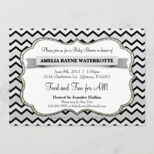 Invitation Argent de parties scintillantes et baby shower