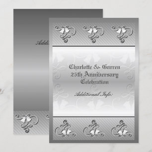 Invitation Argent du 25e anniversaire monogrammé