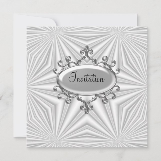 Invitation argent et blanc à chaque occasion (Devant)
