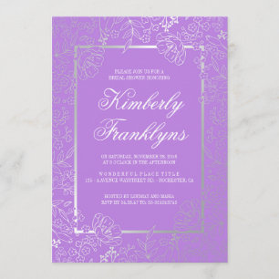 Invitation Argent et Fête de la mariée vintage florale