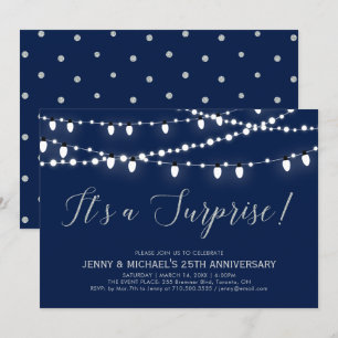 Invitation Argent et marine 25e anniversaire de Mariage sur