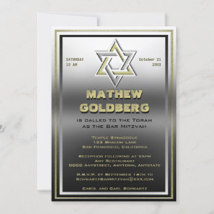 Invitation Argent et or Barmitzvah