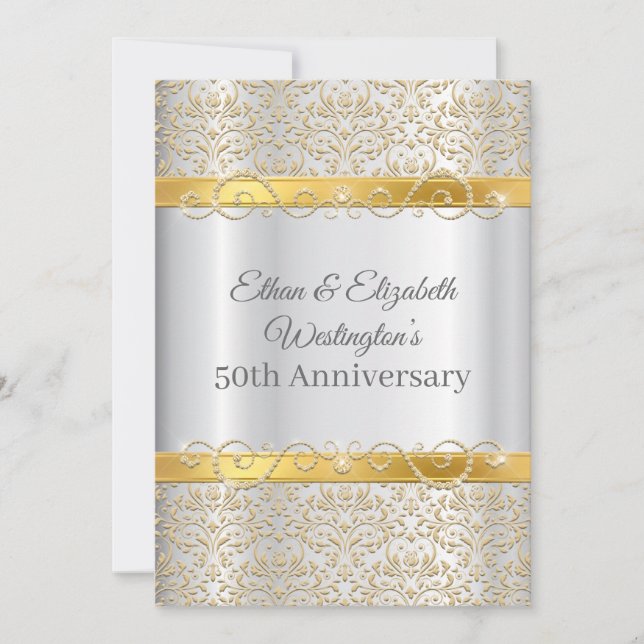 Invitation Argent et Or Diamant 50e Anniversaire (Devant)