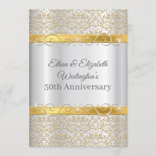 Invitation Argent et Or Diamant 50e Anniversaire