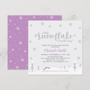 Invitation Argent et violet hiver Wonderland Baby shower fill