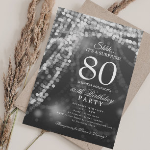 Invitation Argent Fête élégante de surprise pour 80 ans