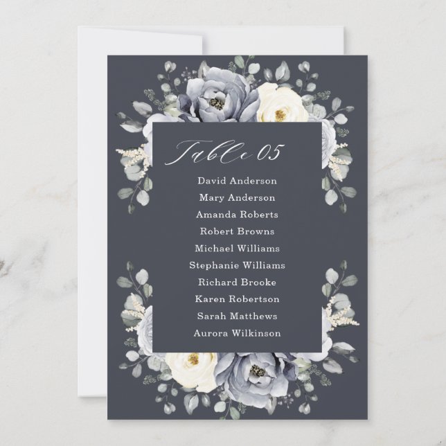Invitation Argent Gris ivoire Floral Hiver Plat Graphique Inv (Dos)