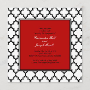 Invitation Argent gris, noir & blanc Tuxedo Invitation, Rouge