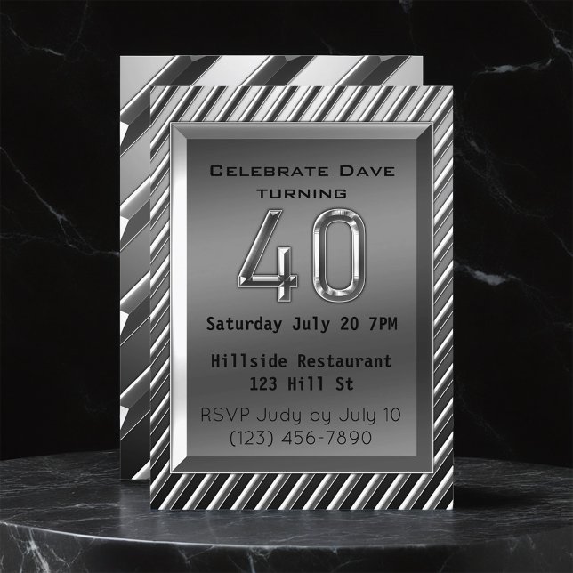 Invitation Argent métallique 40e anniversaire (Créateur téléchargé)