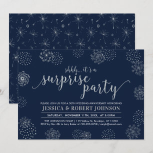 Invitation Argent   Moderne Surprise 25e anniversaire de mari