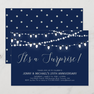 Invitation Argent & Navy   Surprise 25e anniversaire de maria