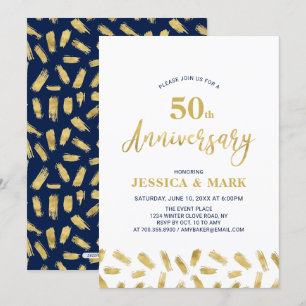Invitation Argent & Nuit   Moderne 50e Anniversaire de Mariag