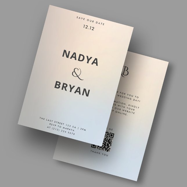 Invitation Argent or Mariage moderne Enregistrer la date (Modern Wedding Gold Silver QR code Invitation
)