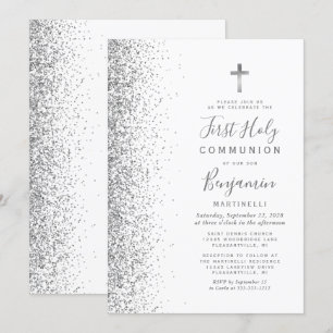 Invitation Argent Parties scintillant Bord blanc Première sai