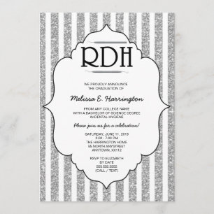 Invitation Argent Parties scintillant RDH diplômé hygiéniste 