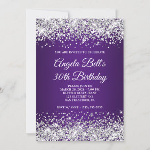 Invitation Argent Parties scintillant Royal violet dégradé 30