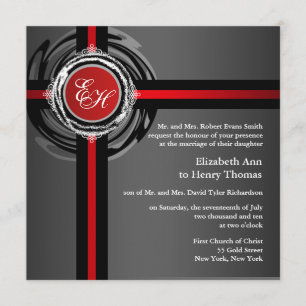Invitation Argent rouge d'invitation de cérémonie de mariage