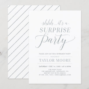 Invitation Argent Simple Surprise Moderne pour une fête de