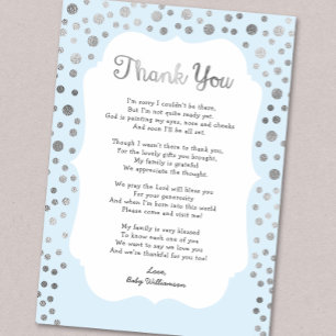Invitation Argent + TOUTE COULEUR garçon baby shower merci no