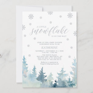 Invitation Argent   Un petit flocon de neige Baby Shower d'hi