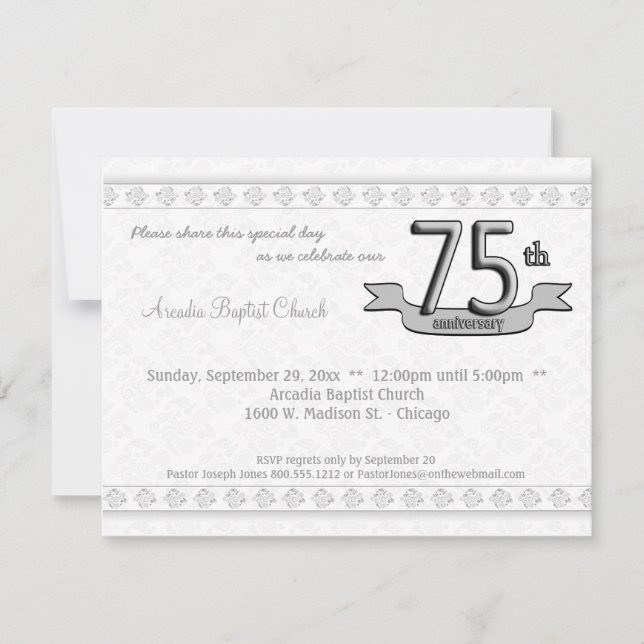 Invitation argenté de célébration d'anniversaire (Devant)