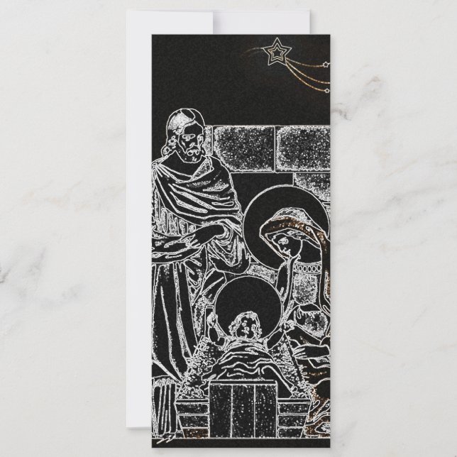 invitation argentée blanche noire de nativité (Devant)