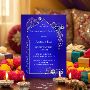 Invitation argentée de fiançailles de Mehndi de