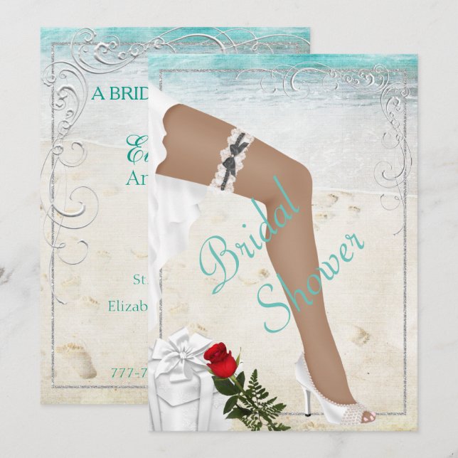 Invitation argentée élégante de Fête de la mariée (Devant / Derrière)