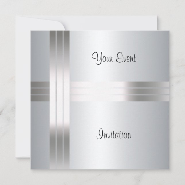 Invitation argentée pour fête d'anniversaire (Devant)
