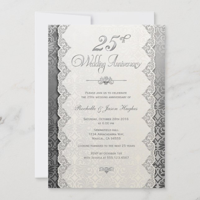 Invitation argentée pour le 25e anniversaire (Devant)