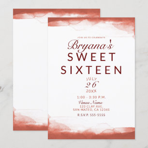 Invitation Argile rouille rouge Moderne Chic Sweet 16 Party