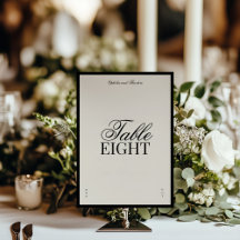 Aria | Black Beige Elegant Wedding Table Number