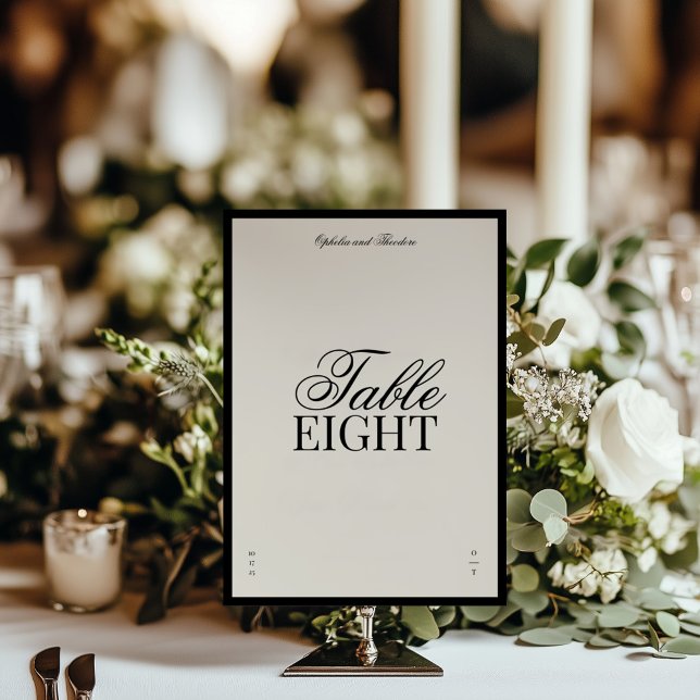 Invitation Aria | Black Beige Elegant Wedding Table Number (Créateur téléchargé)
