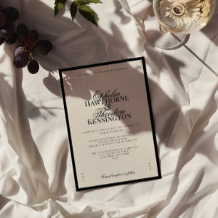 Invitation Aria Mariage Élégant Minimaliste Noir et Beige