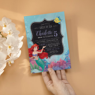 Invitation Ariel   La Petite Sirène   Chalkboard Anniversaire