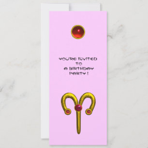 Invitation ARIES RUBY, jaune vif violet rouge rose