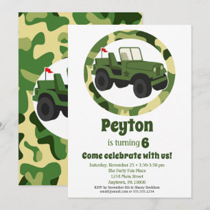 Invitation Armée Militaire Camo Boys fête d'anniversaire