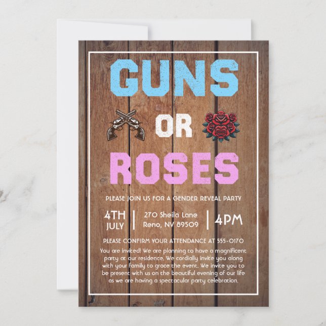 Invitation Armes occidentales ou révélations Roses sur le gen (Devant)