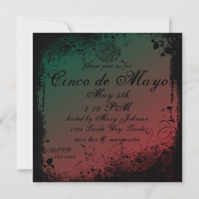 Invitation Armoiries mexicaines Grunge Cinco de Mayo (Dos)