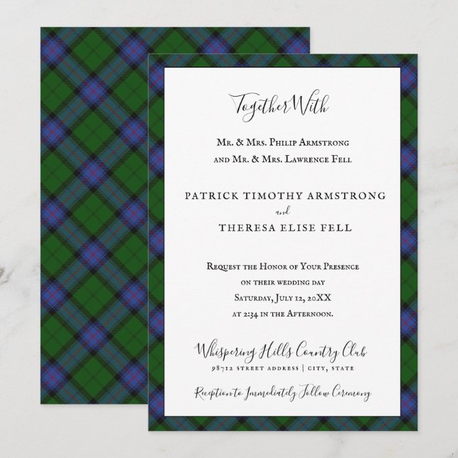 Invitation Armstrong Clan Tartan Scottish Plaid (Devant / Derrière)