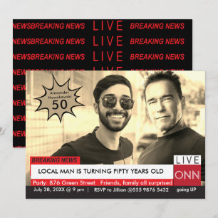 Invitation Arnold Schwarzenegger Funny TV News 50e anniversai