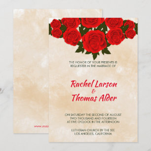 Invitation Arrière - plan Beige Et Mariage Roses Rouges