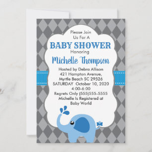Invitation Arrière - plan Blue Elephant Grey