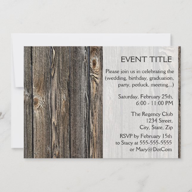 Invitation Arrière - plan de bois (Devant)